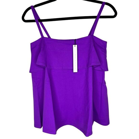 NEW Susana Monaco Double Ruffle Flare Top Bayberry Small - Picture 1 of 5